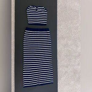 Navy and White Striped Two-Piece Set
